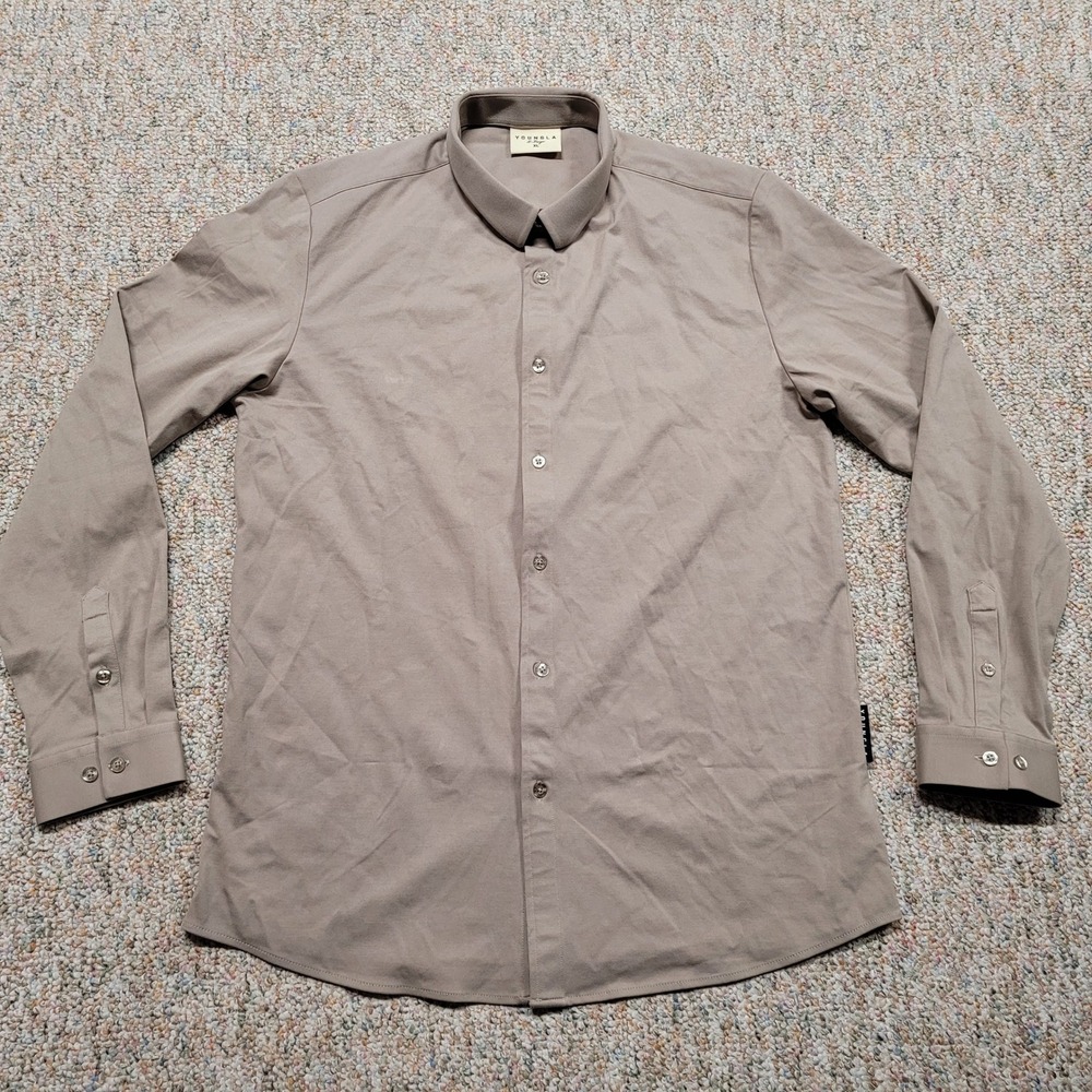 YoungLA Shirt Mens XL Khaki Long Sleeve Woven Button Lifestyle Performance